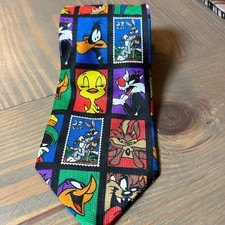 Vintage 1997 Looney Tunes Stamp Collection Tie Bugs Bunny Tweety Sylvester USPS