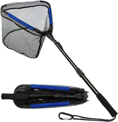 LBW Collapsible Rubber Fishing Net with Handle Folding