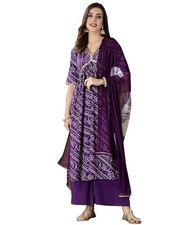 Women's Printed Anarkali Kurta With Palazzo  Dupatta Set