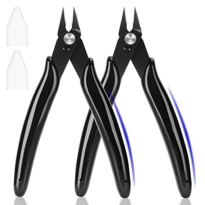 2 Pack 5 Inch Flush Cutters Precision Wire Snips Craft Cutting Pliers Black