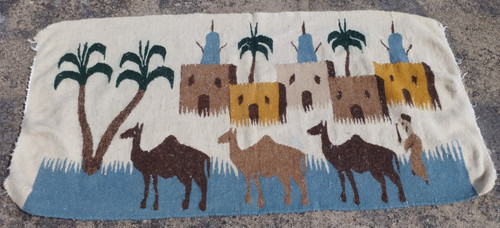 Vintage Traditional Oriental Egyptian Multicolor Wool Kilim Rug Carpet 115x60 cm