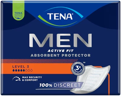 48 x TENA Men Level 3 Active Fit Discreet Absorbent Protector Pads 3 x Pack 16