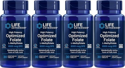 Life Extension High Potency Optimized Folate 8500 mcg DFE, 30 Vegetarian Tablet