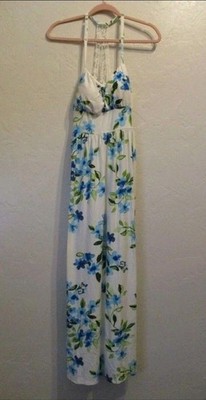 Jamie & Layla Womens Sz PL White Floral-Print Empire Maxi Dress Padded Summer