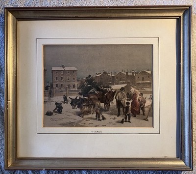 WINTER Antik 1848 Holzschnitt Gravur handkoloriert von B FOSTER London