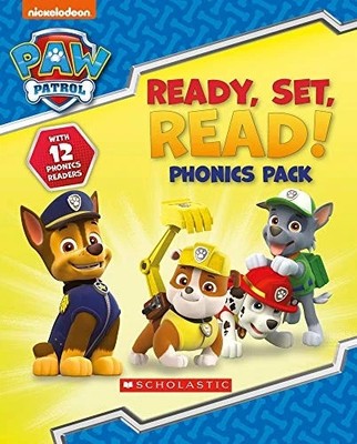 Paw Patrol Ready, Set, Read! 12 book phonics box + Paw Patrol Childrens Backpack