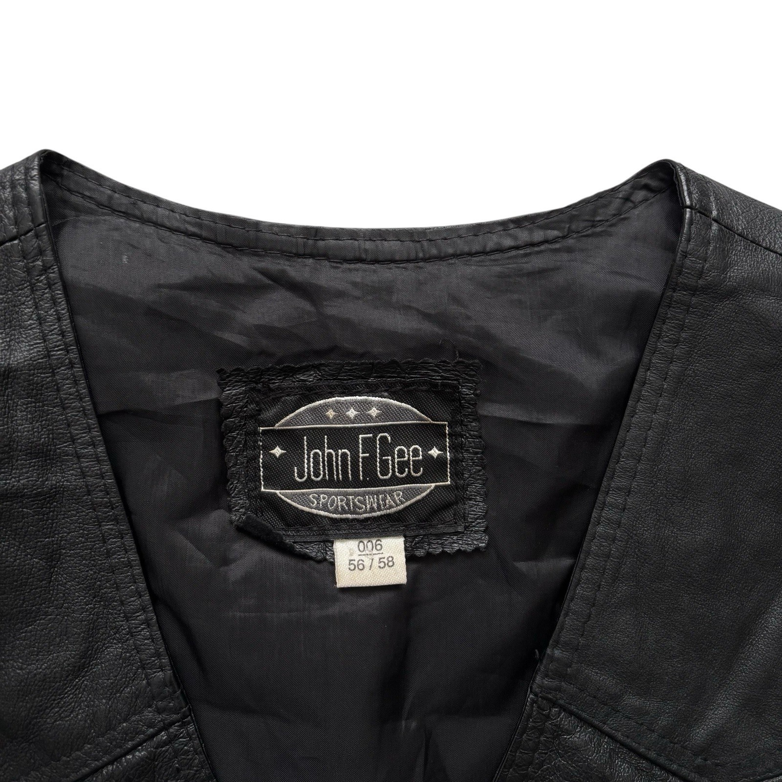 Vintage Black Leather Waistcoat 80s Retro Biker Goth Indie Rock Large 44 image 3