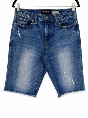 Aeropostale Denim Cut Off Shorts W30 Herren Blau Distressed Raw Hem Bermuda