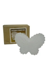 VTG Frosted Glass Butterfly Trinket Box w/ Original Box MCM Jewelry Decor 4.5"