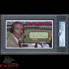 Broadcaster Andy Musser signed Cut 3x5 Custom Card PSA DNA Slab Phillies C5092
