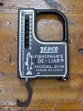 Vintage Zebco Fisherman's De-Liar Model 208 Tape Measure Weight Scale USA