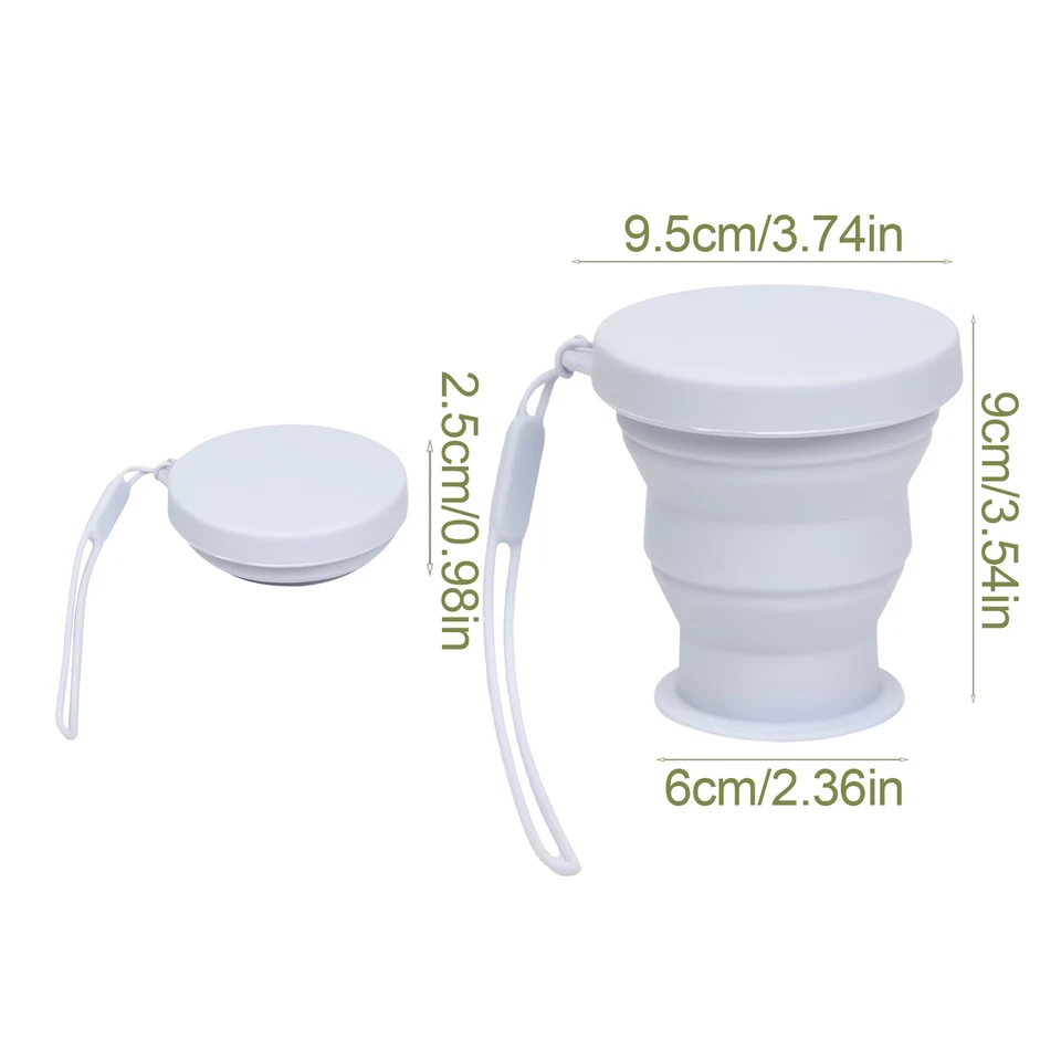 Taza de agua portátil reutilizable plegable de silicona con tapa para camping, viaje 200 ml Foto 2 de 4