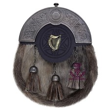 Traditional Scottish Full Dress Irish Harp Kilt Sporran Leather Celtic sporran