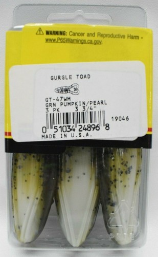 Strike King GT-47WM Gurgle Toad Soft Plastics, Grn Pmkn/Prl - 6 Pack, 3 Lures Ea - Picture 2 of 3