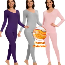 Women Thermal Underwear Long Johns Top Bottom Set Base Layer Shirts Winter Warm