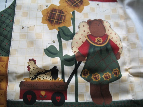 2 COUNTRY BEARS AT HEART VEST FABRIC PANELS SZ S-M-L BEES BEARS CRANSTON COTTON - Imagen 5 de 6