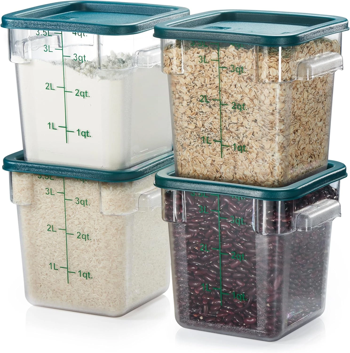 4 Pack NSF Commercial Grade 4Qt Clear Food Storage Containers with Green Lids
Opens in a new window