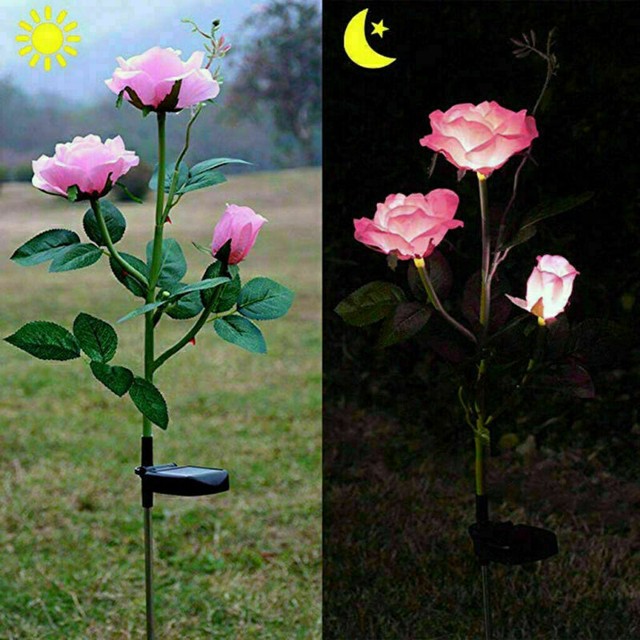 solar rose stake light