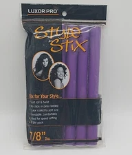 Luxor Pro Style Stix Bendable Rollers 7/8" Purple 6 per pack #2471P New Sealed