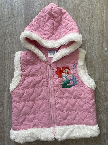 Disney Sirenita Bebé Sudadera con Capucha Talla 1 Chaleco Rosa Cremallera Sin Mangas Vellón - Imagen 3 de 7