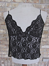VINTAGE CINEMA LACE CAMISOLE SZL BUST 36" LT BLACK NYLON  LACE