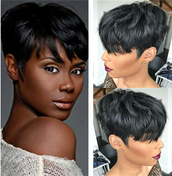 Cool Girls 100% Remy Brazilian Human Hair Wig Short Black  display picture 3