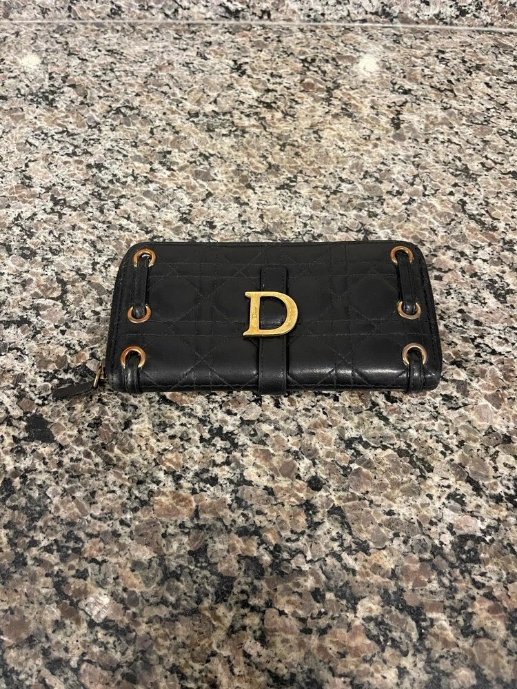 Portefeuille long femme Dior noir avec section pièce de monnaie SPB JB 337404
