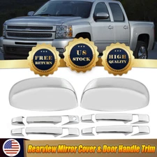 CHROME Wing Mirror + 4Dr Handle Covers For 2007-2013 Chevy Silverado GMC Sierra