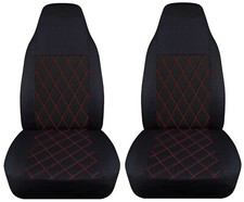 2fr Car Seat Covers Blk Wred Diamond Stitch Fits 98-03ford Ranger Bucket Seat