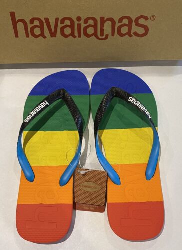 TONGS MULTICOLORES HAVAIANAS RAINBOW UK 10-11, EU 45-46 NEUVES AVEC ÉTIQUETTES
