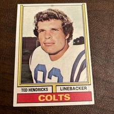 1974 TOPPS TED HENDRICKS #385 BALTIMORE COLTS FOOTBALL CARD STORK CANE HOF