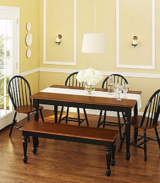 Sets For 6 Dining Room Table Chairs 7 Piece Set Brown Wood Kitchen