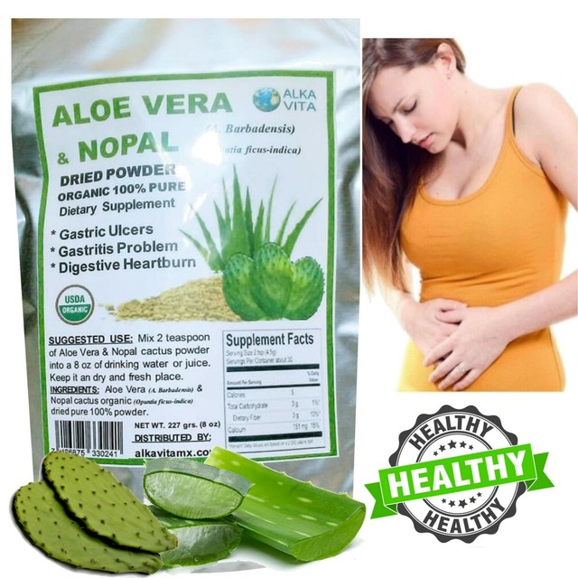 Aloe Vera & Nopal Gastritis Constipation Remedy Pure 100 Fiber 1/2 LB