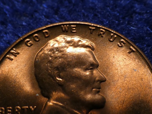 1957-P Lincoln Wheat Cent With Die Break/Crack in Skull Uncirculated BU No-461 - Picture 10 of 12