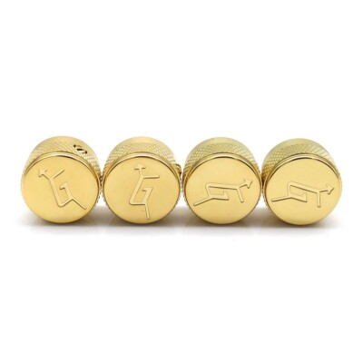 4x Metal Guitar Knobs ''G'' Arrow Logo Knobs Volume Amplifier Audio Control Gold