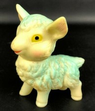 Vintage Rubber Squeaky Toy JAPAN Lamb Sheep Baby Toy Figurine Squeak Blue 3"