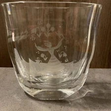 Orrefors Crystal Oval Vase Edvin Ohrstrom Arthur Roos Girl Dancing Signed 6"