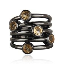 Natural Citrine Gemstone Engagement Ring 925 Silver Handmade Jewelry