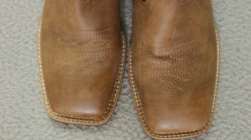 J's.o.l.e Botas Para Mujer Talla 39 Marrón Botas Vaqueras Punta Cuadrada Borde Rosa Foto 4 de 4