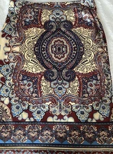 small white mark couture paisley side zip lightweight silk feel skirt