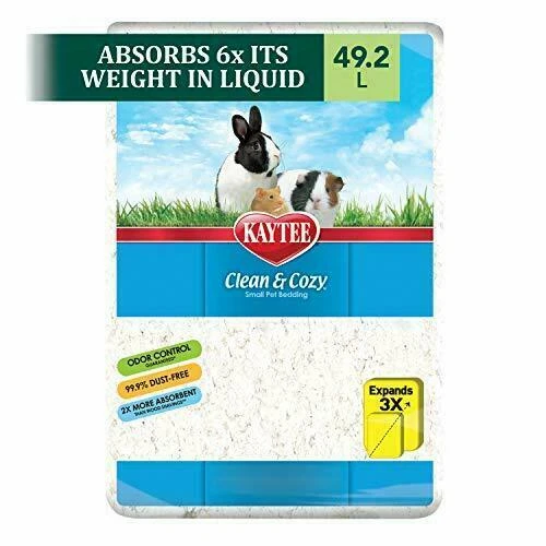Kaytee Clean and Cozy Super Absorbent Paper Bedding for Cages - 49.2 Litre, White