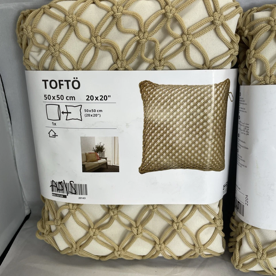 2 juegos de funda de cojín IKEA TOFTO beige hecha a mano 20x20 interior/exterior con cremallera Foto 2 de 3
