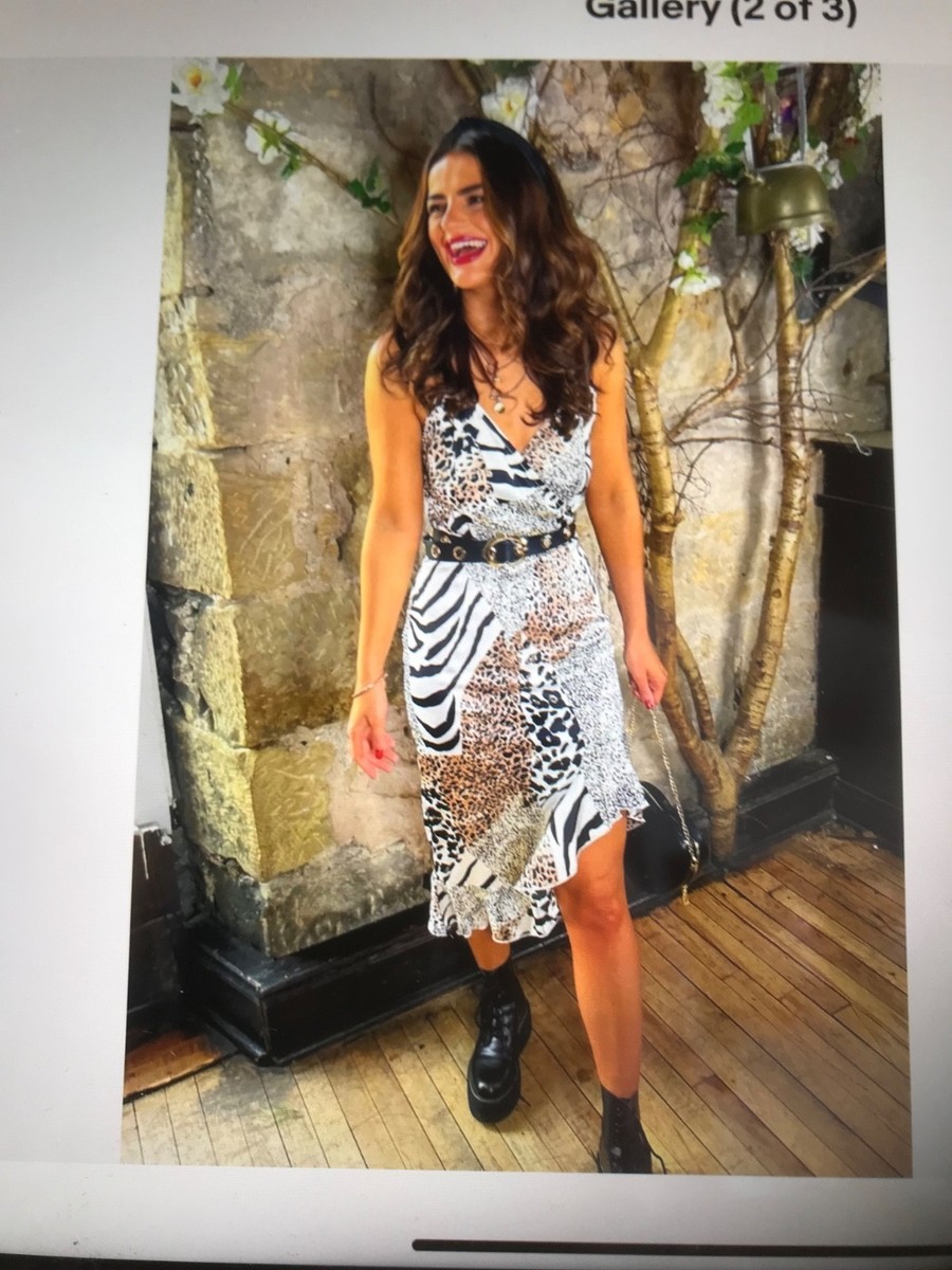 New DLSB Lagenlook Multi Animal Print Satin Frill Midi Dress - Size 16 BNWT  | eBay UK
