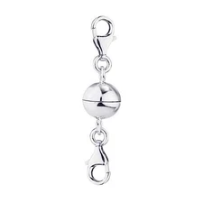 LUTER Magnetic Clasp Extender, 925 Sterling Silver Double Lobster Clasp 