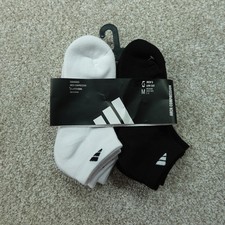 Adidas Socks Mens Medium Fits Shoe Size 5-8 Black White Low Cut Cushioned 5 Pair