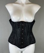Corset Story Womens Size XS 22 Black Floral Jacquard Boned Underbust Gothic EUC