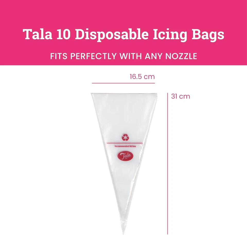 Tala 10 Reusable Icing Bags - Clear Piping Bags Disposable for Cakes, Cupcakes - Image 2 of 4