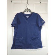 Women's sz XL Grey's Anatomy Barco Navy Blue Short Sleeved Scrub Top Shirt Pocke