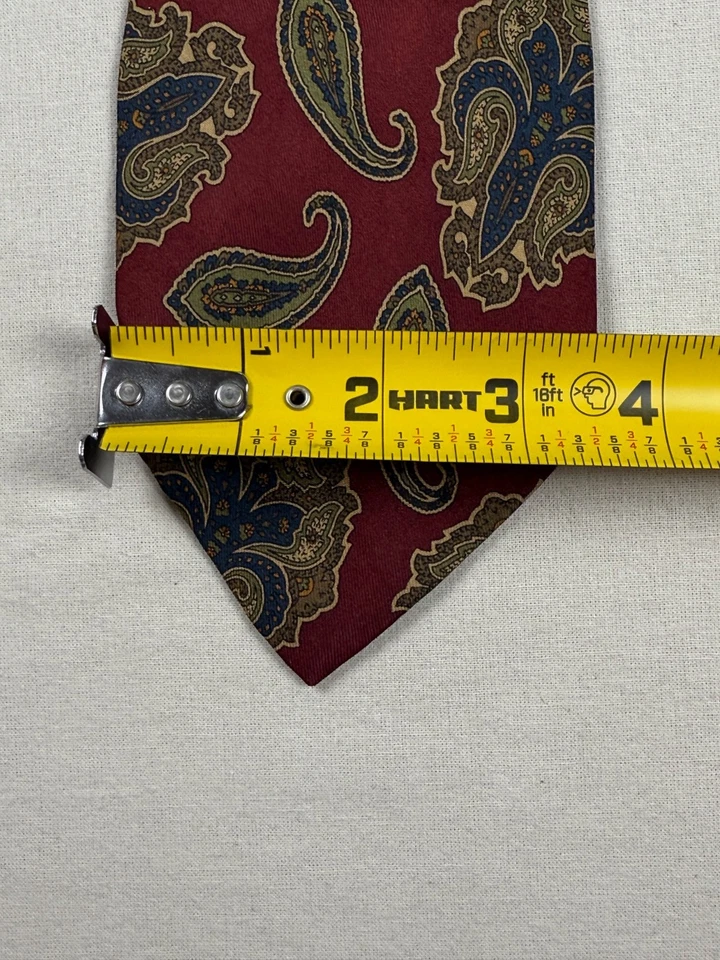 Corbata Meeting Street 100 % seda hecha en Italia granate dorado cachemira 3,5 x 55" Foto 3 de 4