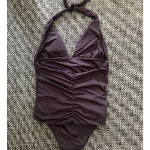 L*SPACE The Ruched Halter Top One Piece Swimsuit Lavendar Gray 8 Made in USA - Picture 2 of 5